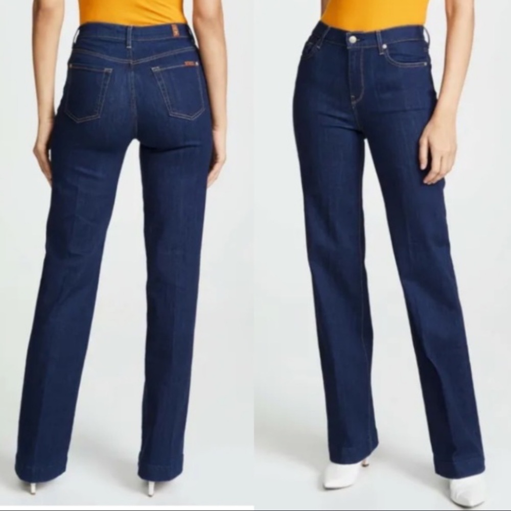7 FOR ALL MANKIND Alexa Wide Leg Trouser Jeans Dark Wash Avant Rinse NWOT Sz 29